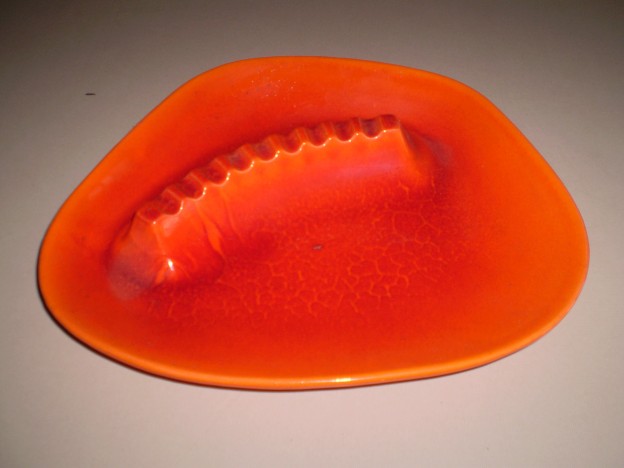 Haeger R-1755 ashtray Mandarin Orange Glaze