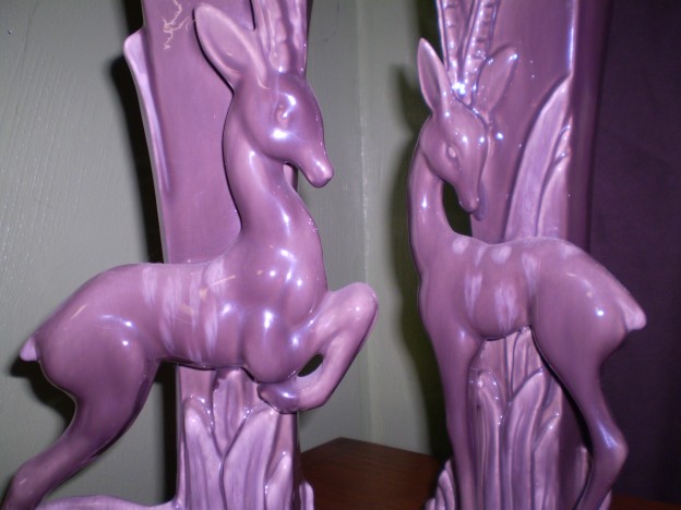 Haeger Deer Vase [R-706 / R-707] Pearl Grey Drip Glaze
