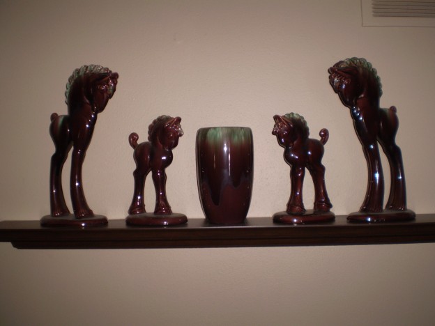 Haeger Console Set [R103 / R-235 / D-1001] green briar glaze