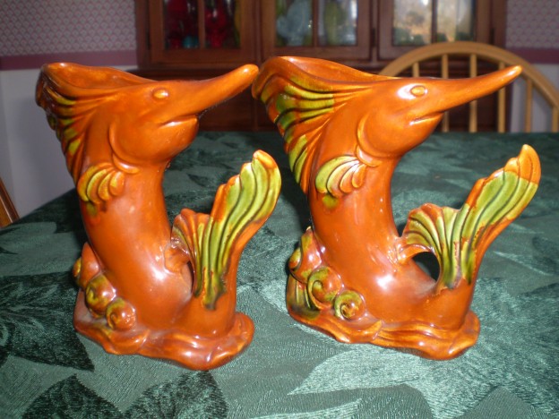 Haeger R-901 swordfish vase [tortoise brown glaze]