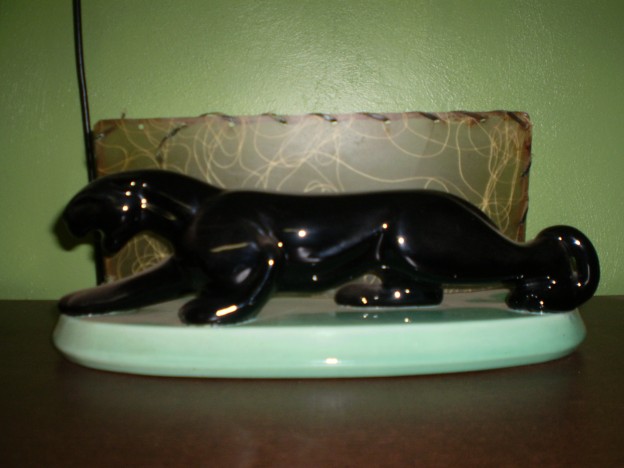 Haeger 6051 Panther TV Lamp [ebony and turquoise glaze]