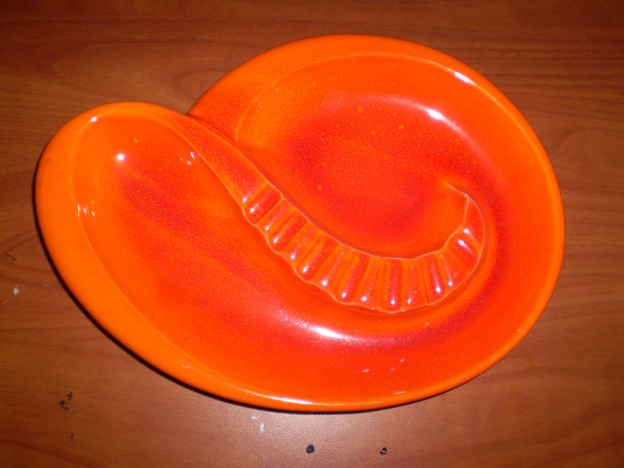 Haeger 153 Free Form Ashtray [mandarin orange glaze]