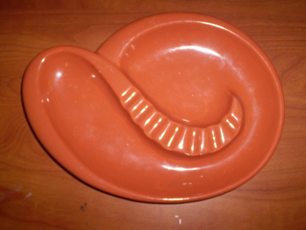 Haeger 153 Free Form Ashtray [tomato or butterscotch glaze]