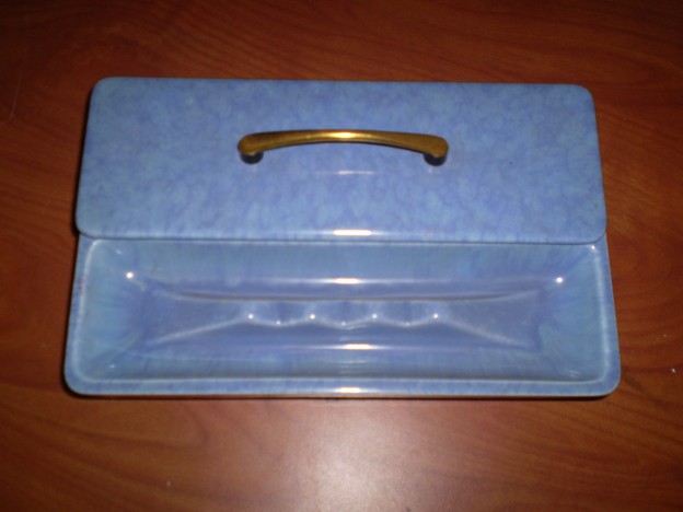 Haeger 702 cigarette box and ashtray [lavender glaze]