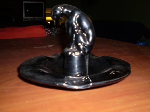 Haeger R-632 Leopard Ashtray [ebony glaze]