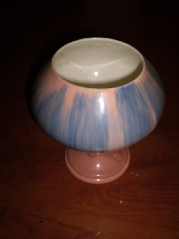 Haeger 344 goblet vase [peach and blue streak glaze]